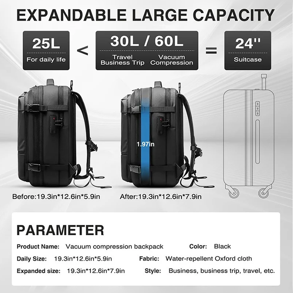 Vacuum Compression Travel Backpack