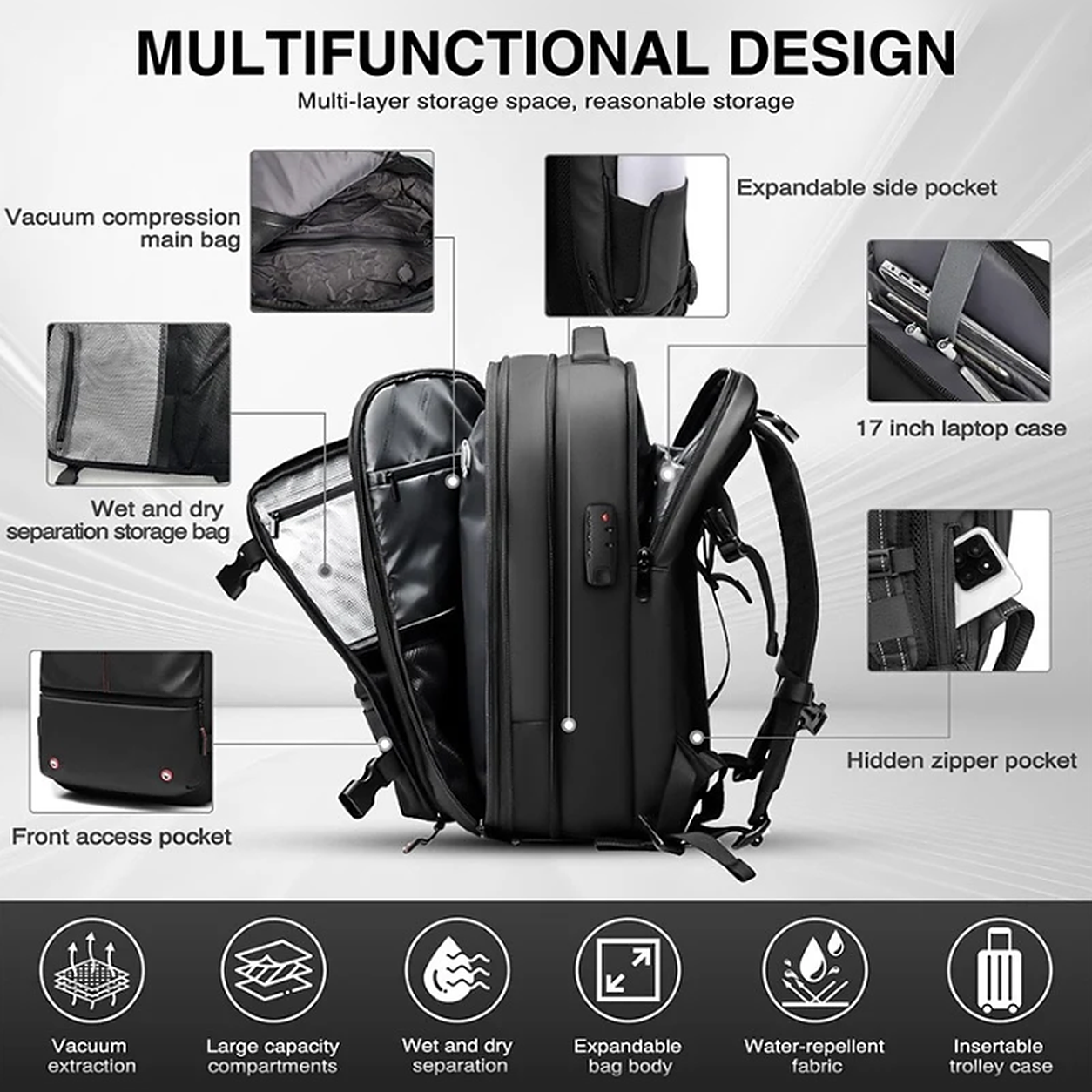 Vacuum Compression Travel Backpack